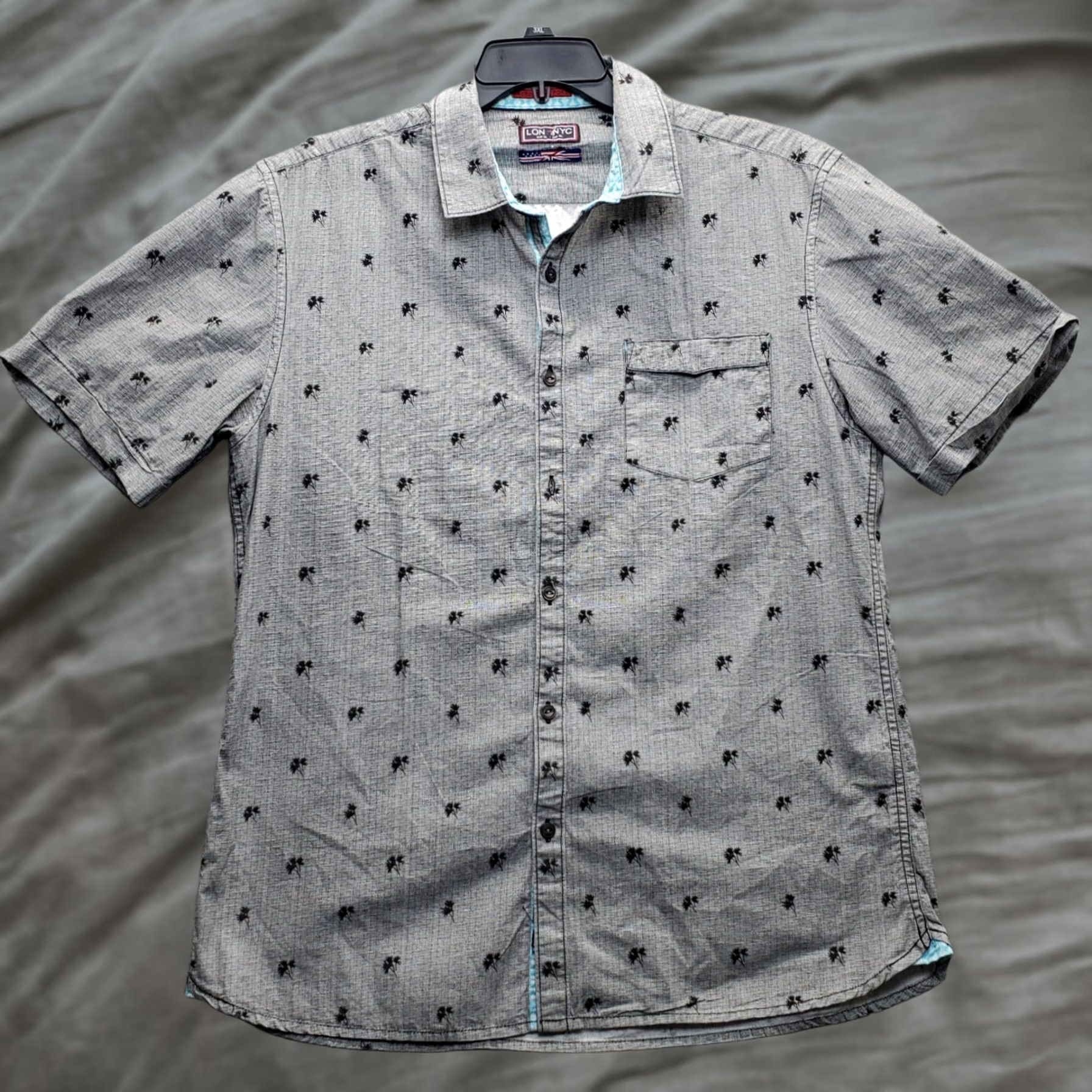Vintage New York & Company LON NYC Button-Up Shirt Mens XL Multi Cotton Leaf Print Short Sleeve Collared Size US XL / EU 56 / 4 - 1 Thumbnail