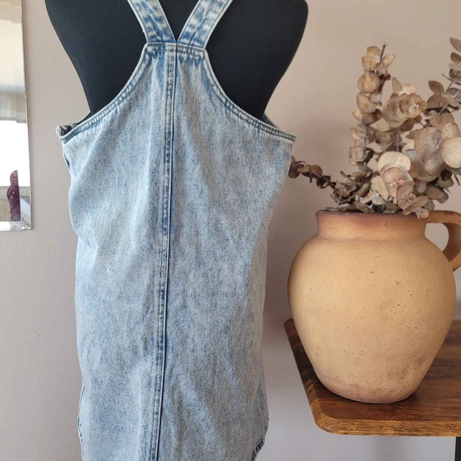 Other Acid Wash Denim Pinafore Overall Dress Sz M Grunge Minimal Size M / US 6-8 / IT 42-44 - 7 Thumbnail