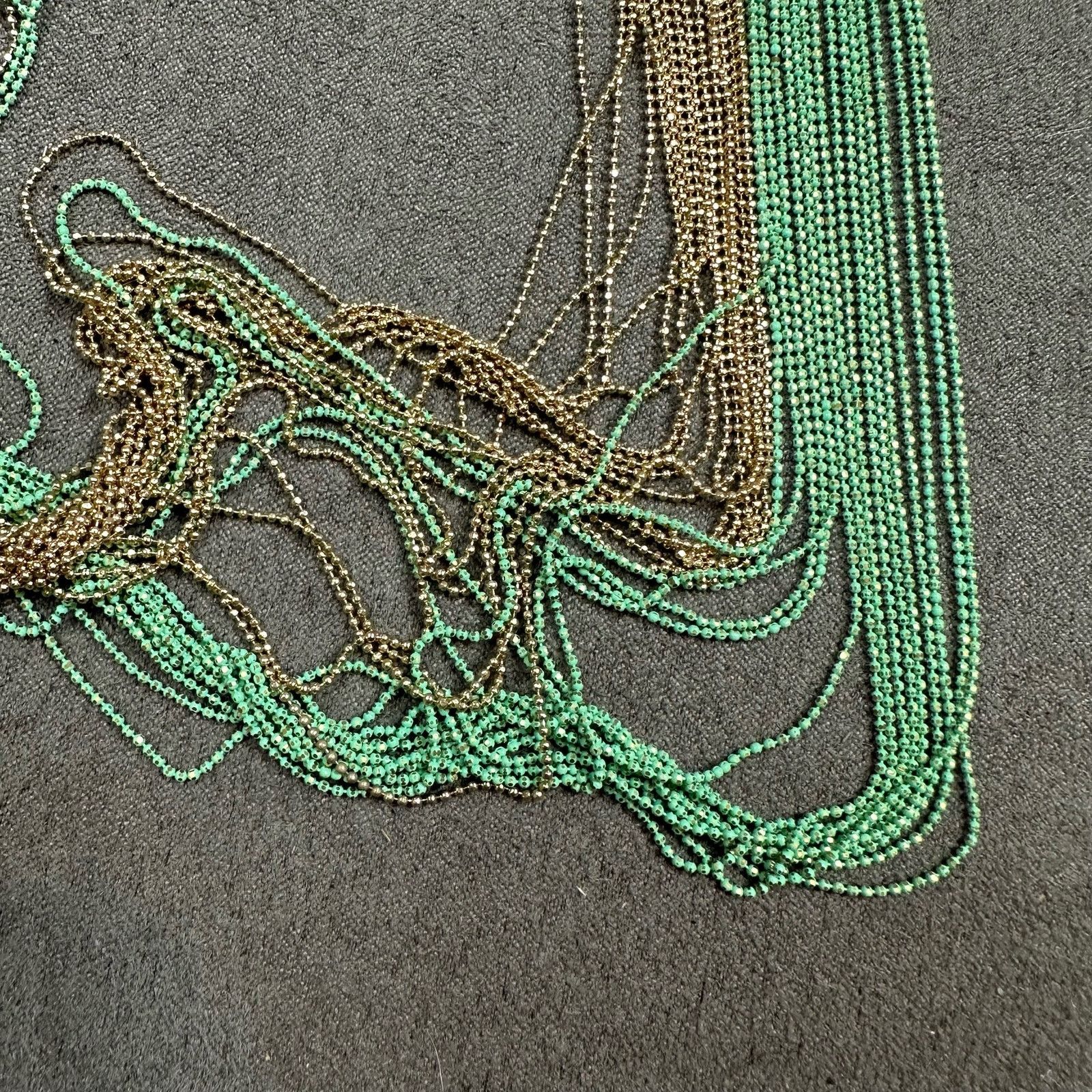 Other ModCloth Chain Arrangement Necklace Mint Green Gold Layered Size ONE SIZE - 6 Thumbnail