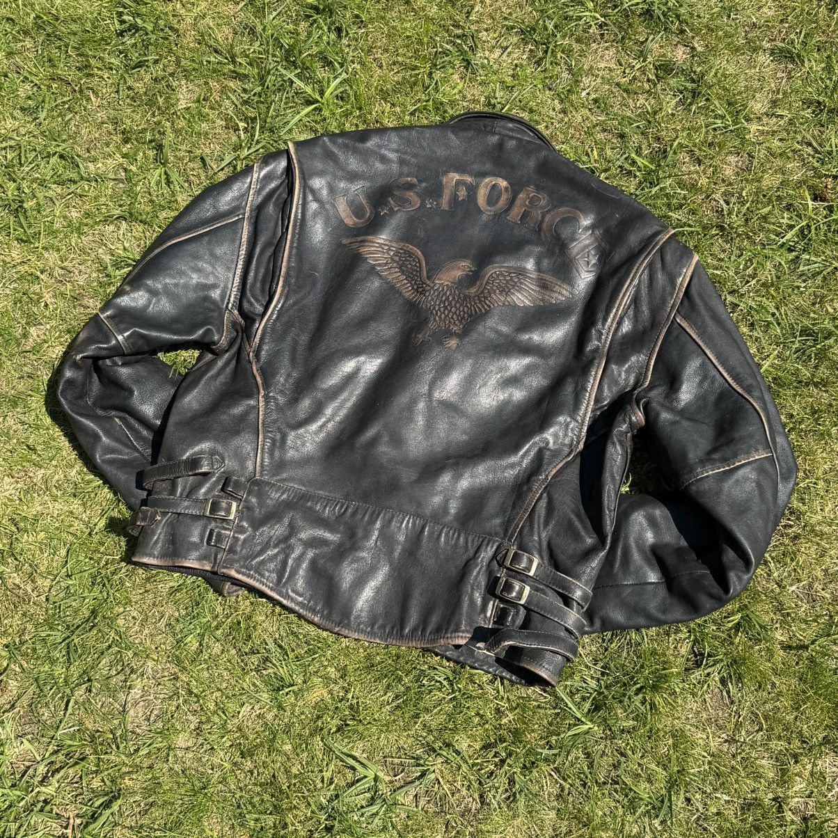 Vintage Vintage 90s US Force biker leather jacket Size US M / EU 48-50 / 2 - 14 Thumbnail