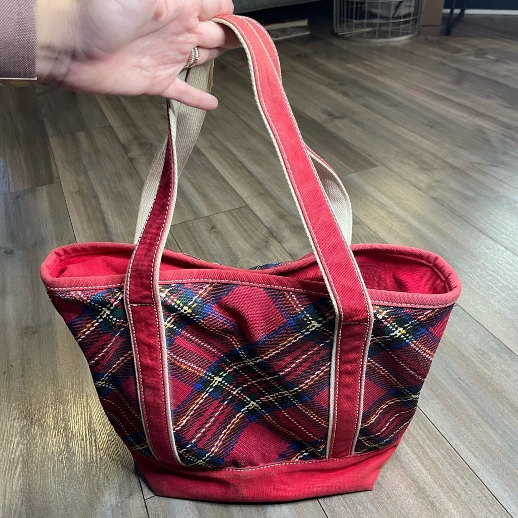 Lands' End Lands End Red Plaid Medium Zipper Tote Bag Size ONE SIZE - 1 Thumbnail