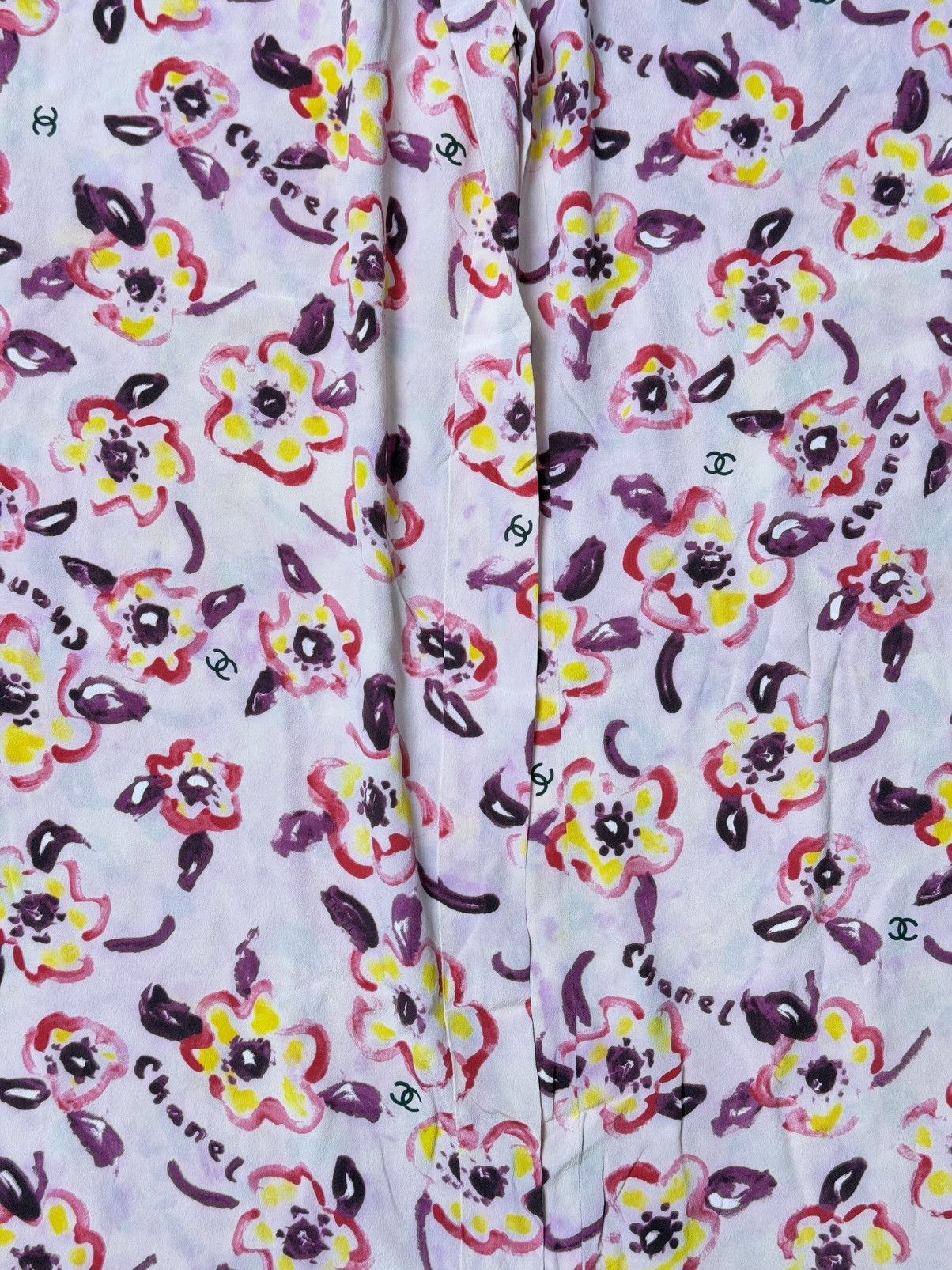Chanel × Karl Lagerfeld Vintage Chanel - 1996 Floral Silk Pants - Karl Lagerfeld Size 26" / US 2 / IT 38 - 3 Thumbnail