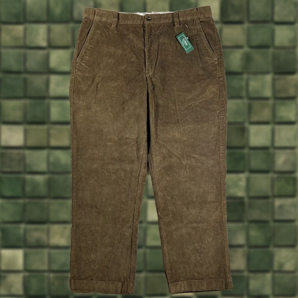 Vintage L.L. Bean Men's Corduroy Pants 38x29 Brown Khaki Comfort Waist Casual Straight Leg Regular Fit Flat Front NWT Size US 38 / EU 54 - 1 Thumbnail