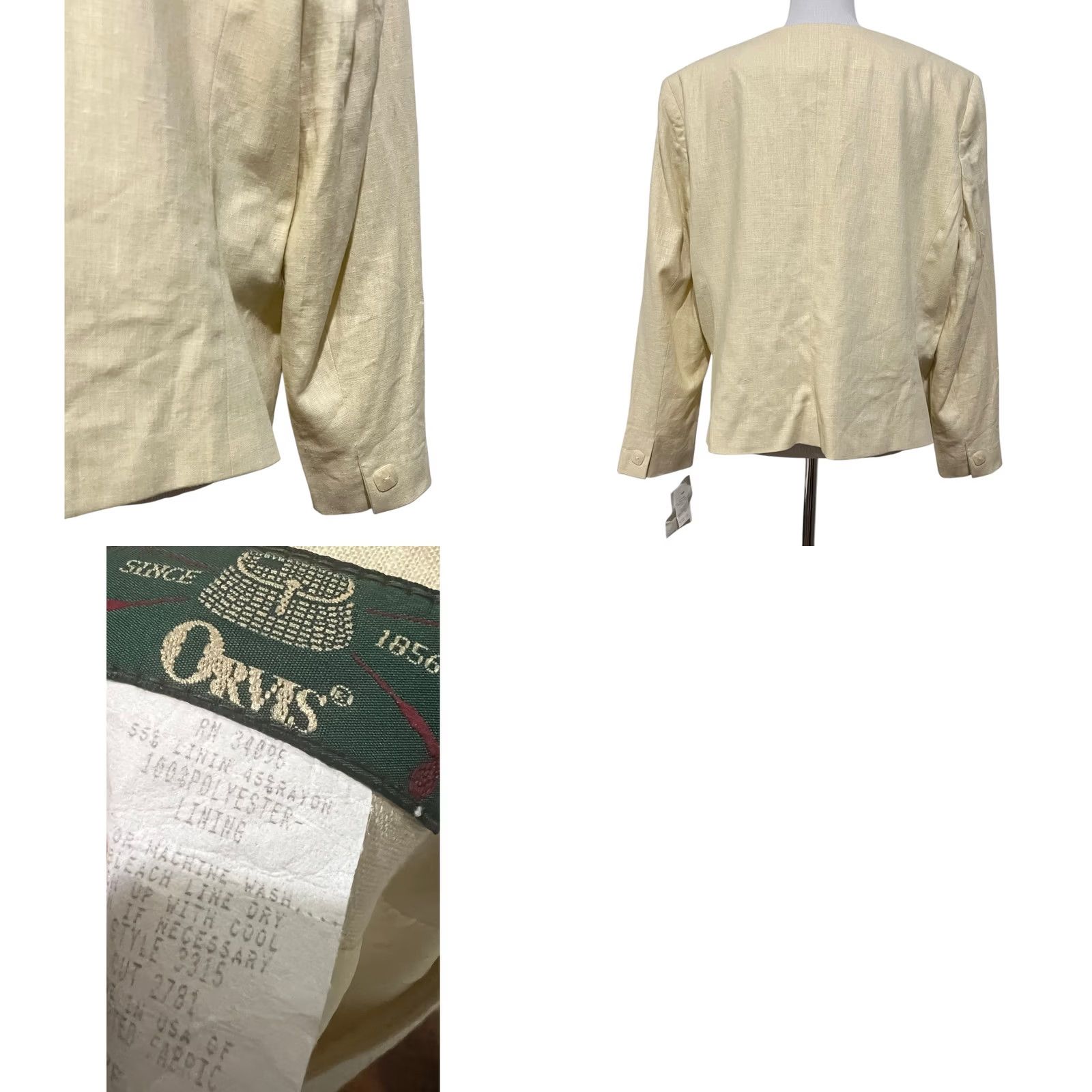 Orvis VINTAGE Orvis Blazer Jacket Womens 18 Cream Linen Blend Button Front Top Shirt Size XXL / US 16-18 / IT 52-54 - 8 Thumbnail
