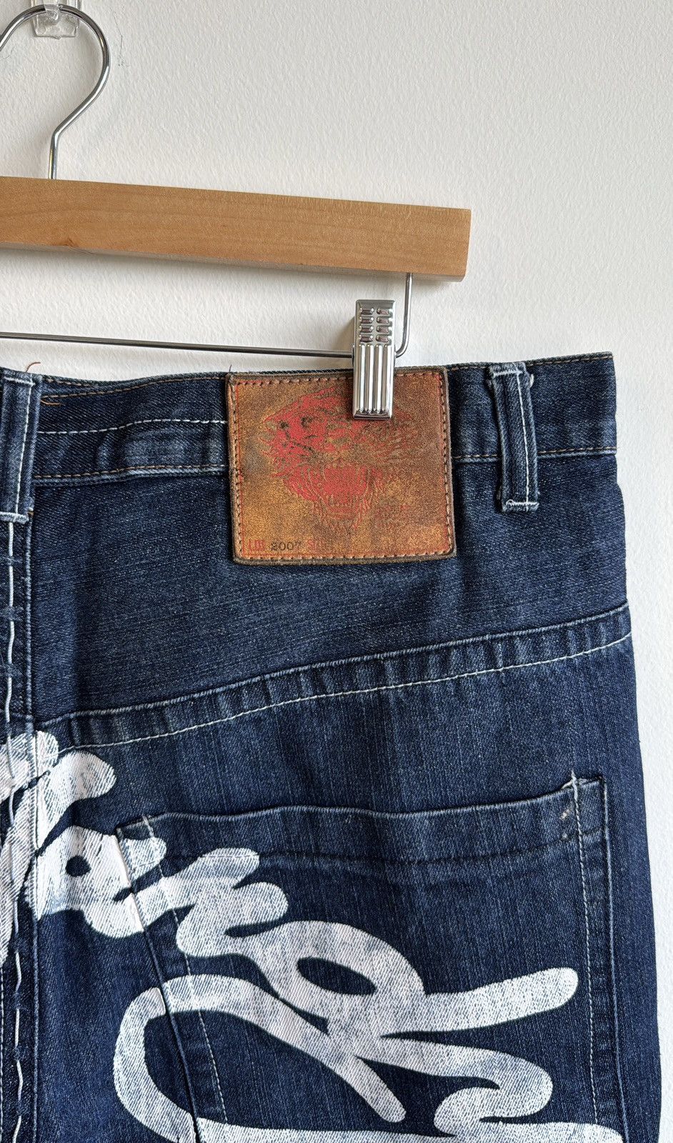 Ed Hardy × Vintage Ed Hardy Embroidered “Death Before Dishonor” Baggy Jeans Size US 38 / EU 54 - 6 Thumbnail
