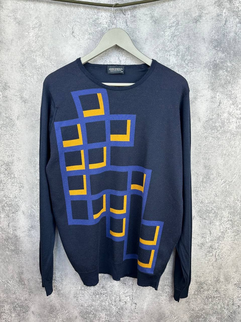 John Smedley John Smedley Crew Neck Sweater Cube Print Merino Wool Size US XXL / EU 58 / 5 - 1 Thumbnail