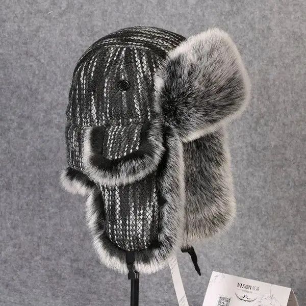 VIBE Vintage Bomber Hat Rex Rabbit Fur Trapper Hat Size ONE SIZE - 6 Thumbnail