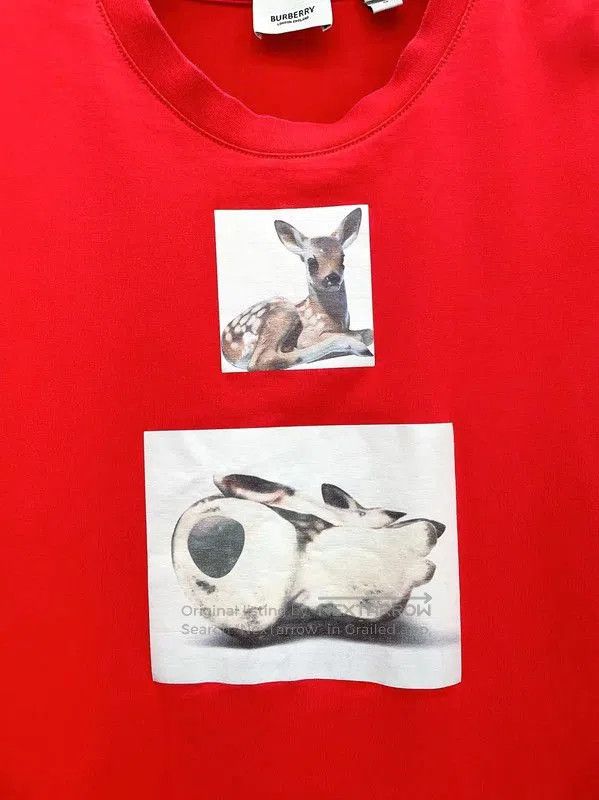 Burberry Burberry Red Cotton T-Shirt with Graphics. Size M / US 6-8 / IT 42-44 - 4 Thumbnail