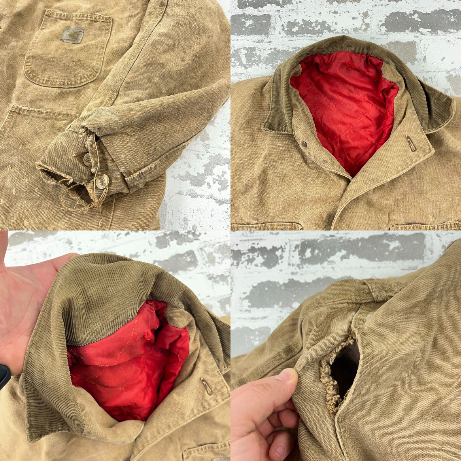 Carhartt VINTAGE Carhartt Chore Jacket Men M Beige Distressed 90s Thrashed Faded Lined Canvas Zip Jacket Mens Size US M / EU 48-50 / 2 - 8 Thumbnail