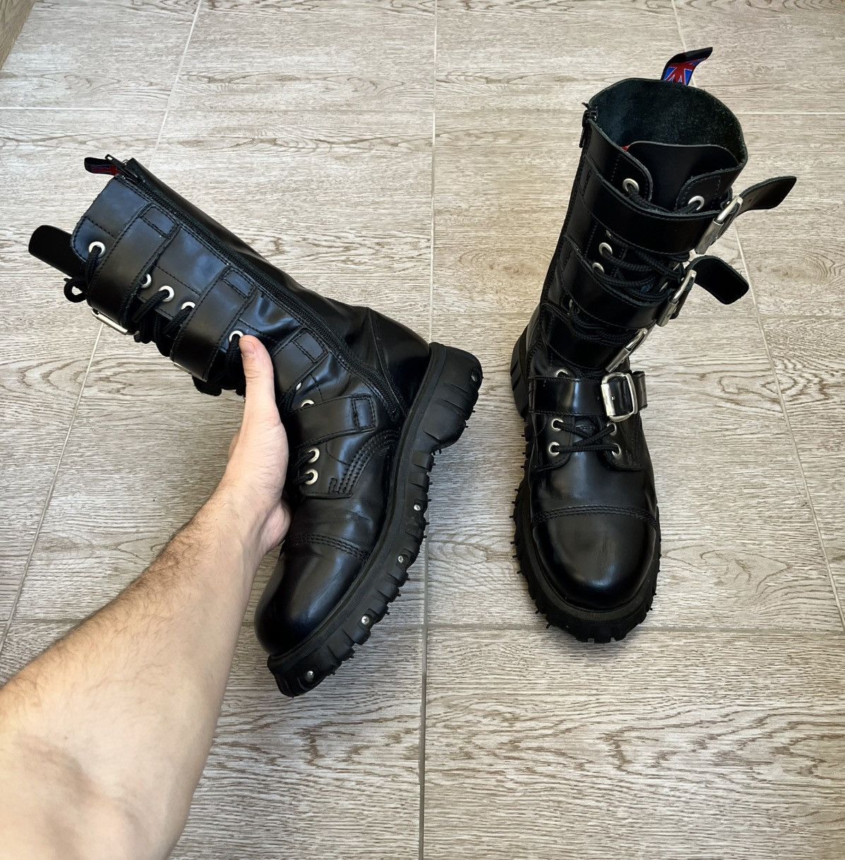New Rock Nevermind Leather Belted Boots New Rock Style 90s Size US 11 / EU 44 - 10 Thumbnail