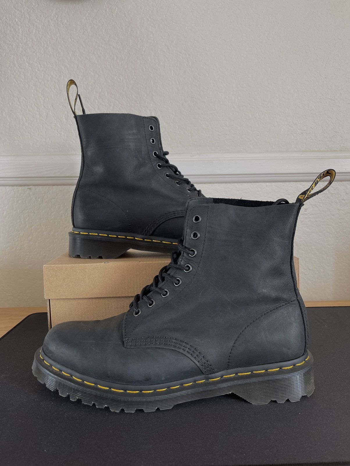 image of Dr Martens 1460 Pascal - Waxed Full Grain Shoes in Black, Men's (Size 11)