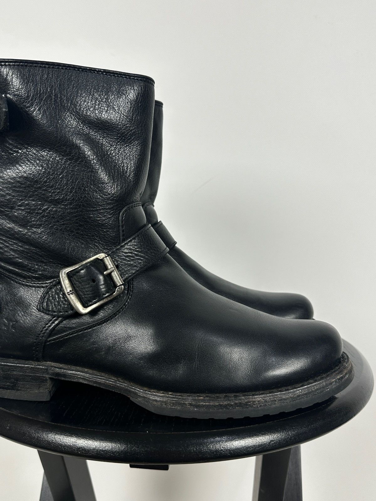 Frye Frye Veronica Black Leather Back Zip Buckle Harness Boots Size US 8.5 / IT 38.5 - 16 Thumbnail