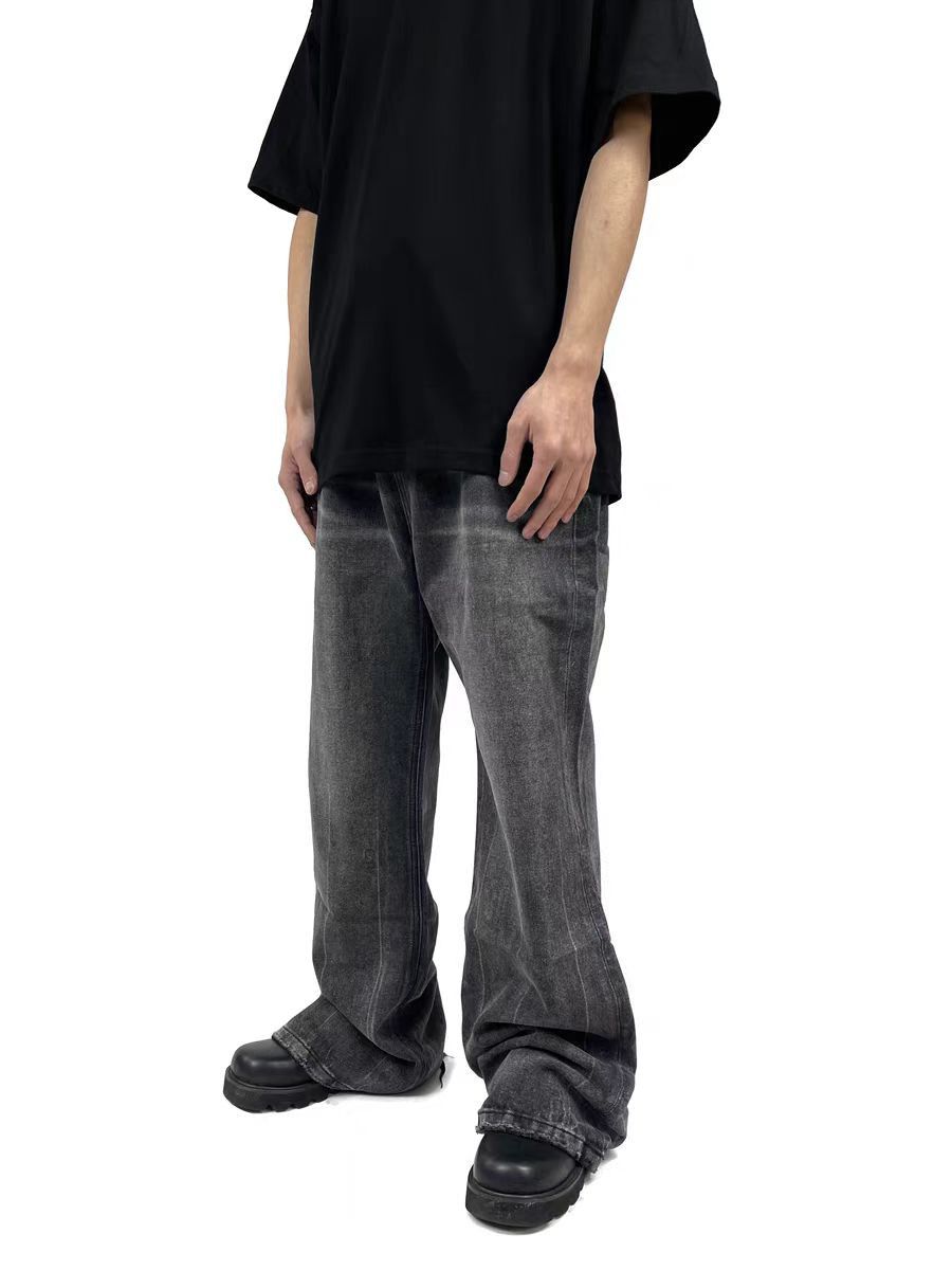 Designer × Jean × Vintage Washed and distressed Y2K leg ripped micro flare jeans Size US 32 / EU 48 - 3 Thumbnail