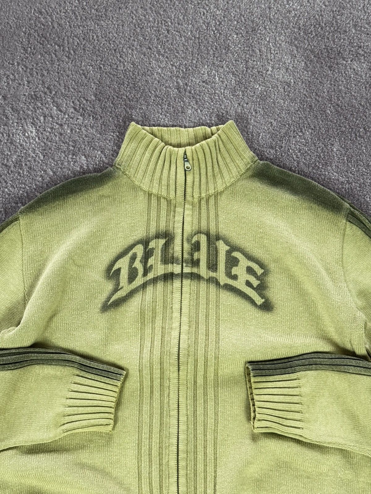 Japanese Brand Vintage Y2K Ribbed Knit Zip-Up Military Sweater Size US L / EU 52-54 / 3 - 2 Thumbnail