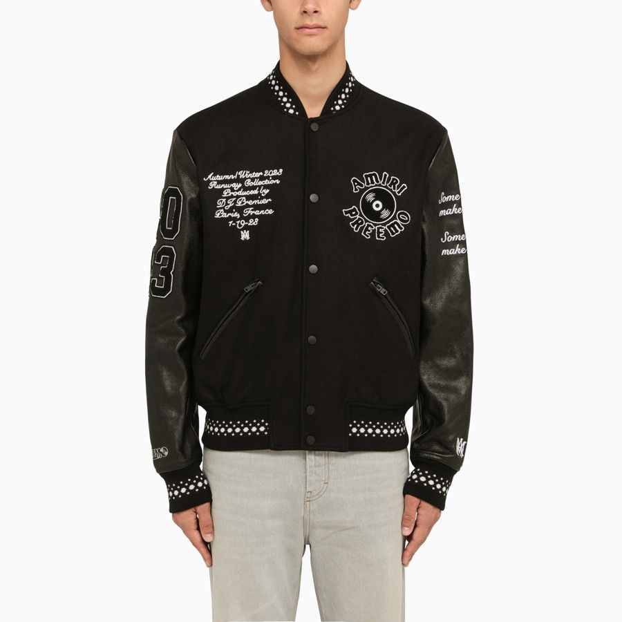 image of Amiri O1D2Blof0124 Bomber Jacket In Black, Men's (Size Medium)