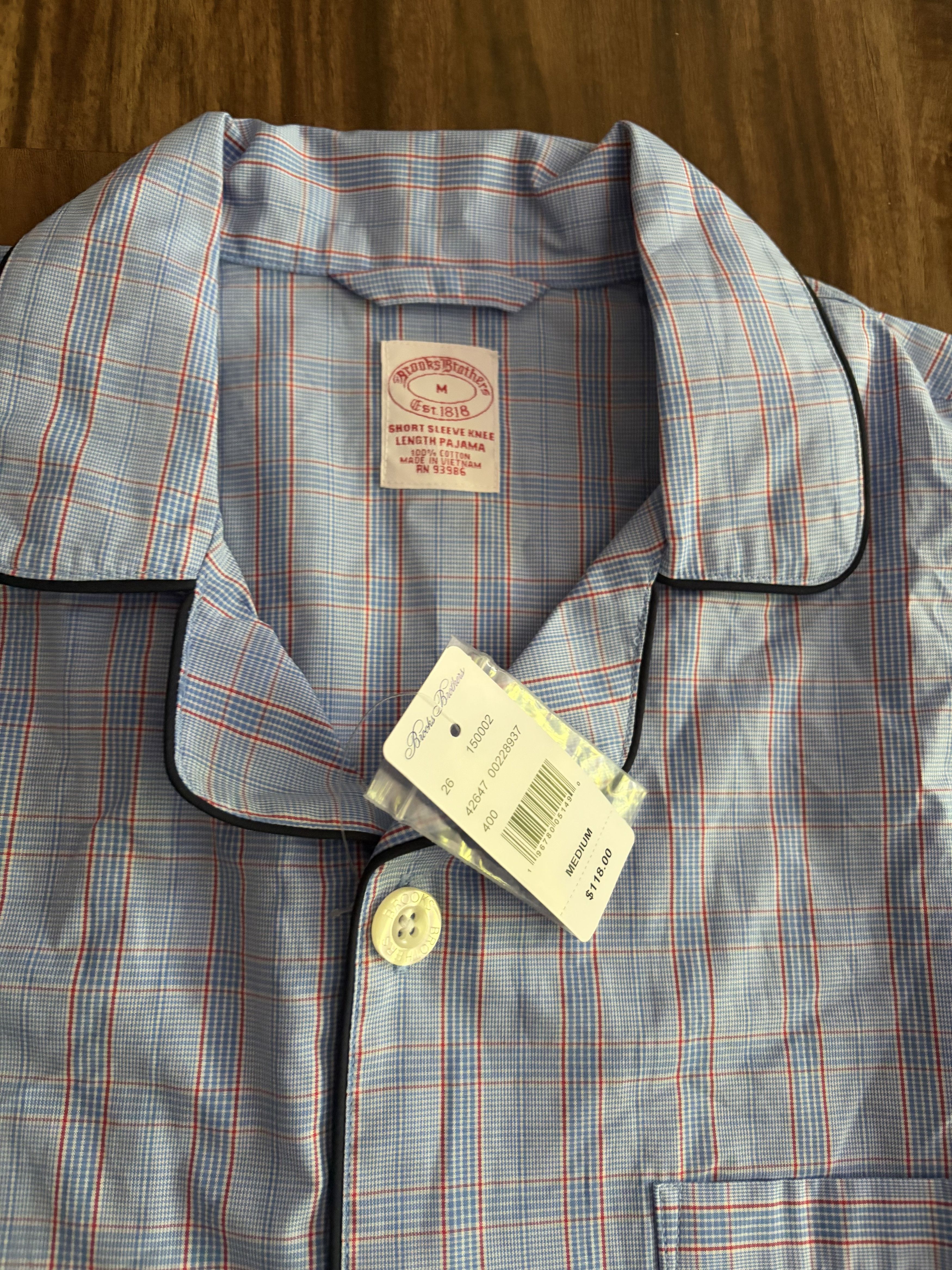 Brooks Brothers Cotton Broadcloth Glen Plaid Pajamas Size US M / EU 48-50 / 2 - 2 Thumbnail