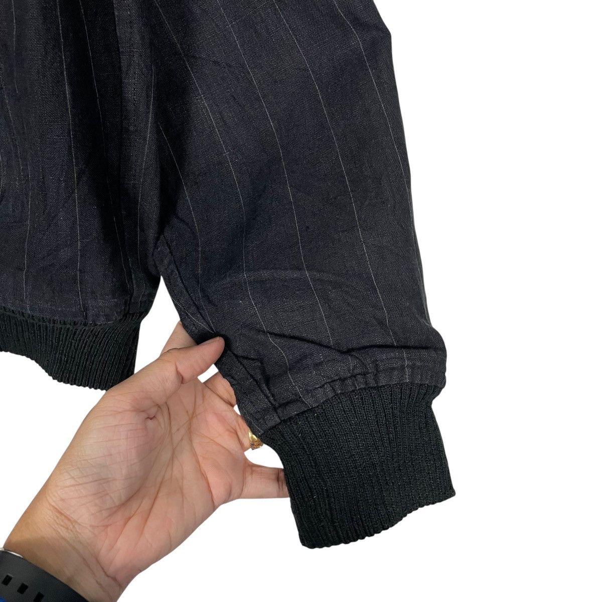 Comme des Garcons Homme Vintage 80s Comme Des Garcons Striped Linen Bomber Jacket Size US M / EU 48-50 / 2 - 13 Thumbnail
