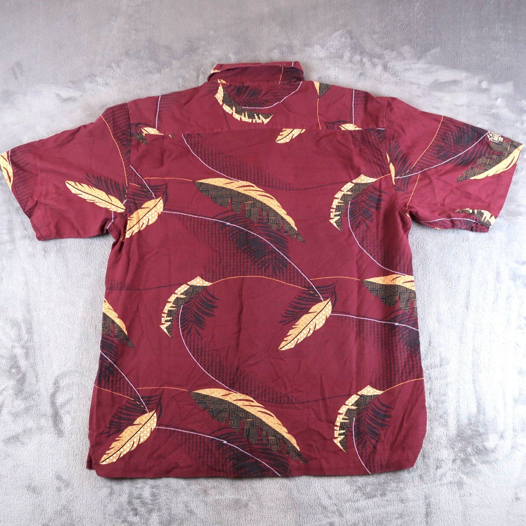 Vintage Aureus Button-Up Hawaiian Shirt Men XL Burgundy Silk Cotton Size US XL / EU 56 / 4 - 2 Thumbnail