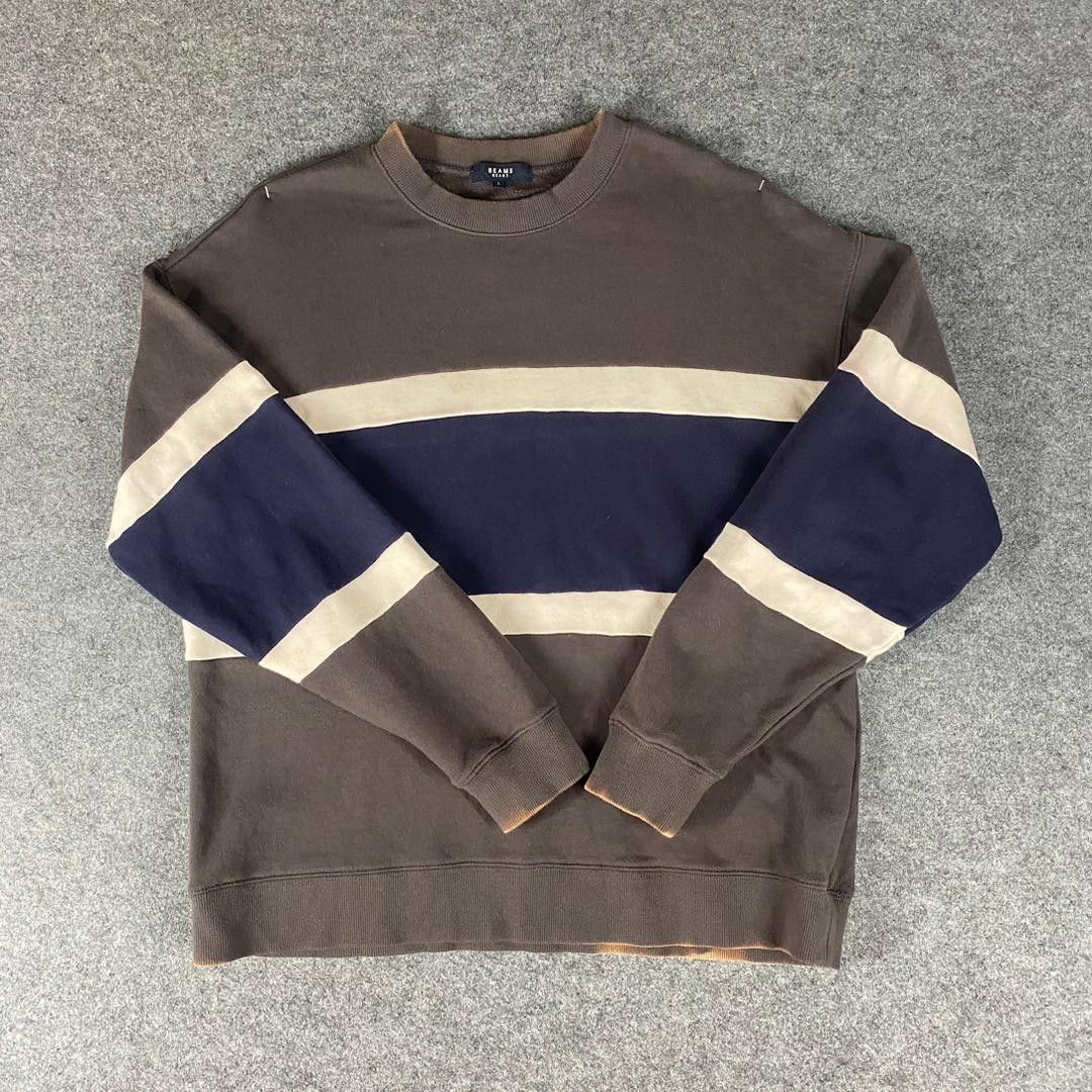 Beams Plus Vintage Beams Hearts Stripe Distressed Sweatshirt Size US L / EU 52-54 / 3 - 1 Thumbnail