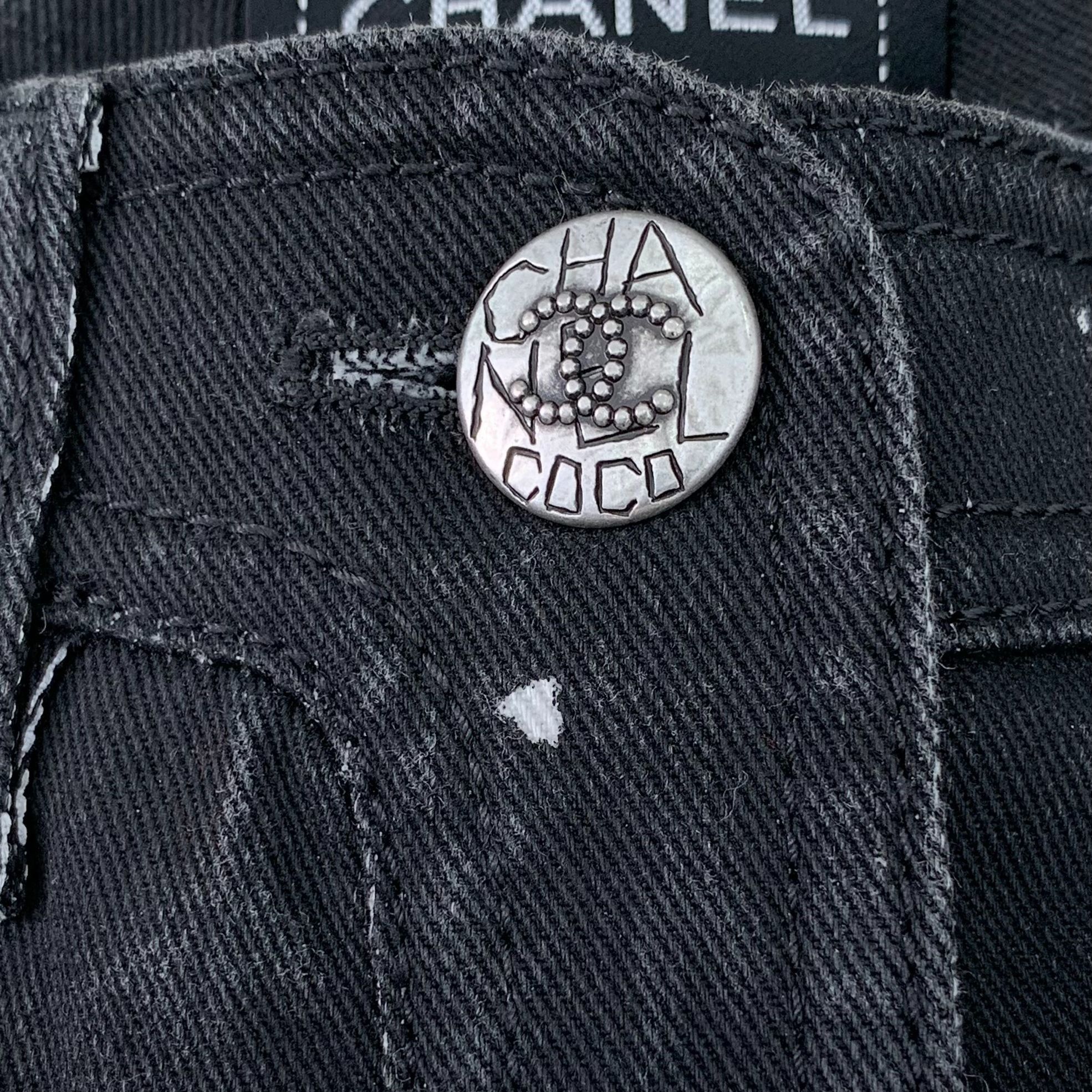 Chanel Chanel Black Graffiti Print Cotton Denim Pants Size 36 Made Size 36" / US 14 / IT 50 - 5 Thumbnail