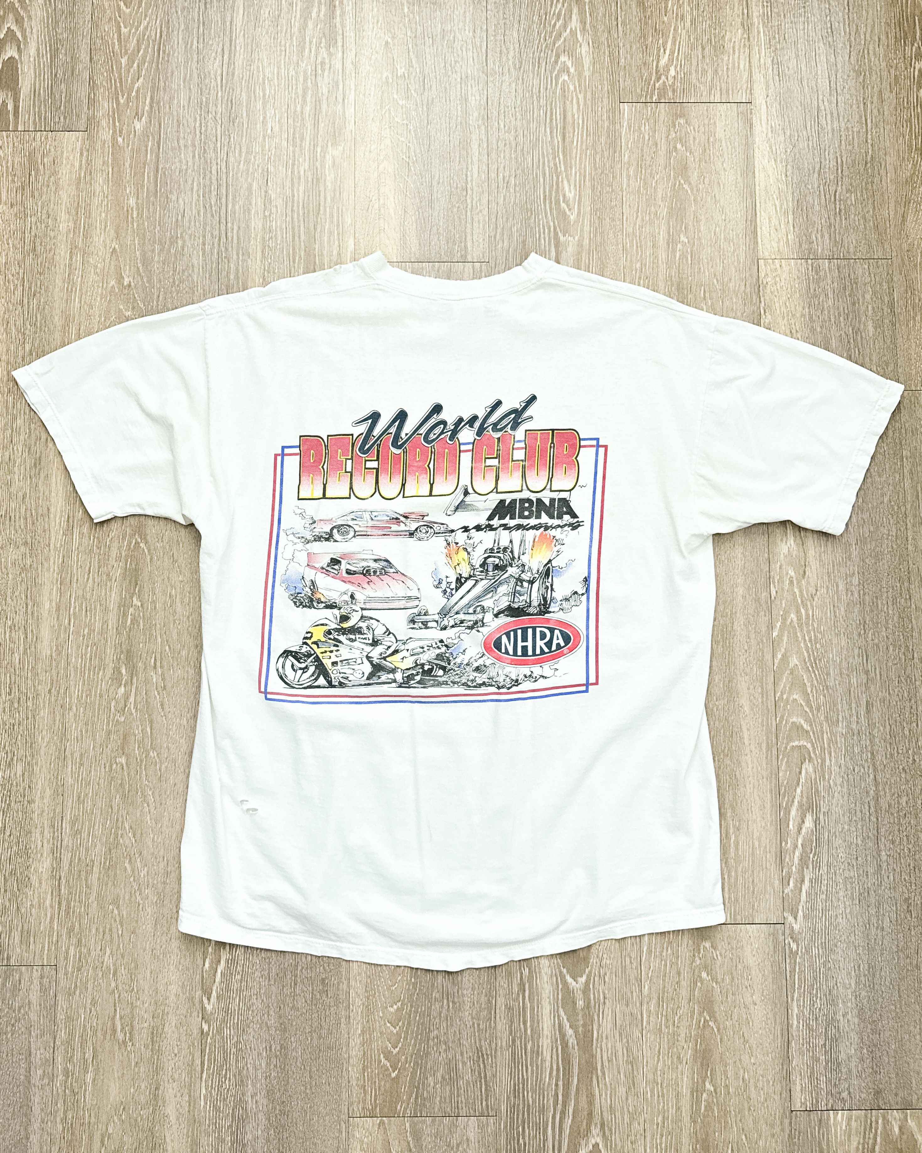 Vintage Vintage 90s NHRA World Record Club T Shirt Men's XL Thrashed Size US XL / EU 56 / 4 - 1 Thumbnail
