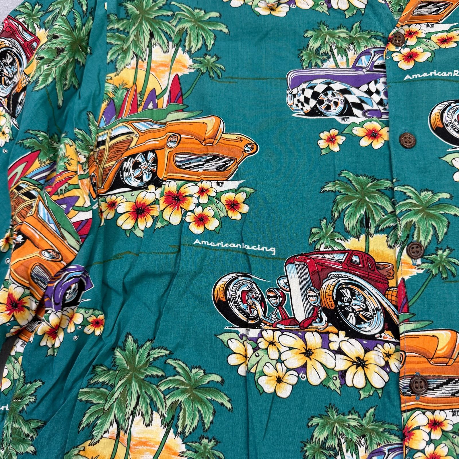 Reyn Spooner Vintage Reyn Spooner American Racing Shirt XL Green Size US XL / EU 56 / 4 - 3 Thumbnail