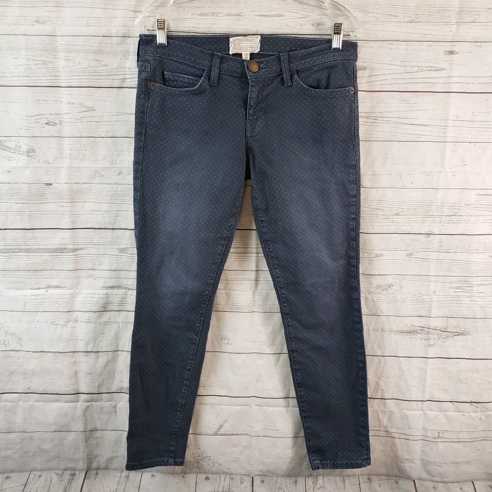 Vintage Current/Elliott Womens Jeans Skinny Stiletto 28 Blue Polka Dot Denim Cotton Blend Zip Inseam 27.5 Rise 8" Adult Womens Size 28" / US 6 / IT 42 - 2 Thumbnail