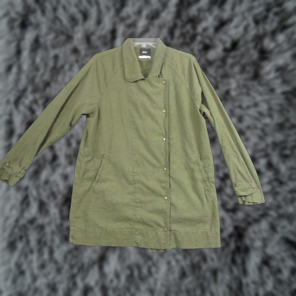 Bdg BDG Jacket Womens Large Green Linen Blend Snap Front Lightweight Anorak Coat Size L / US 10 / IT 46 - 1 Thumbnail