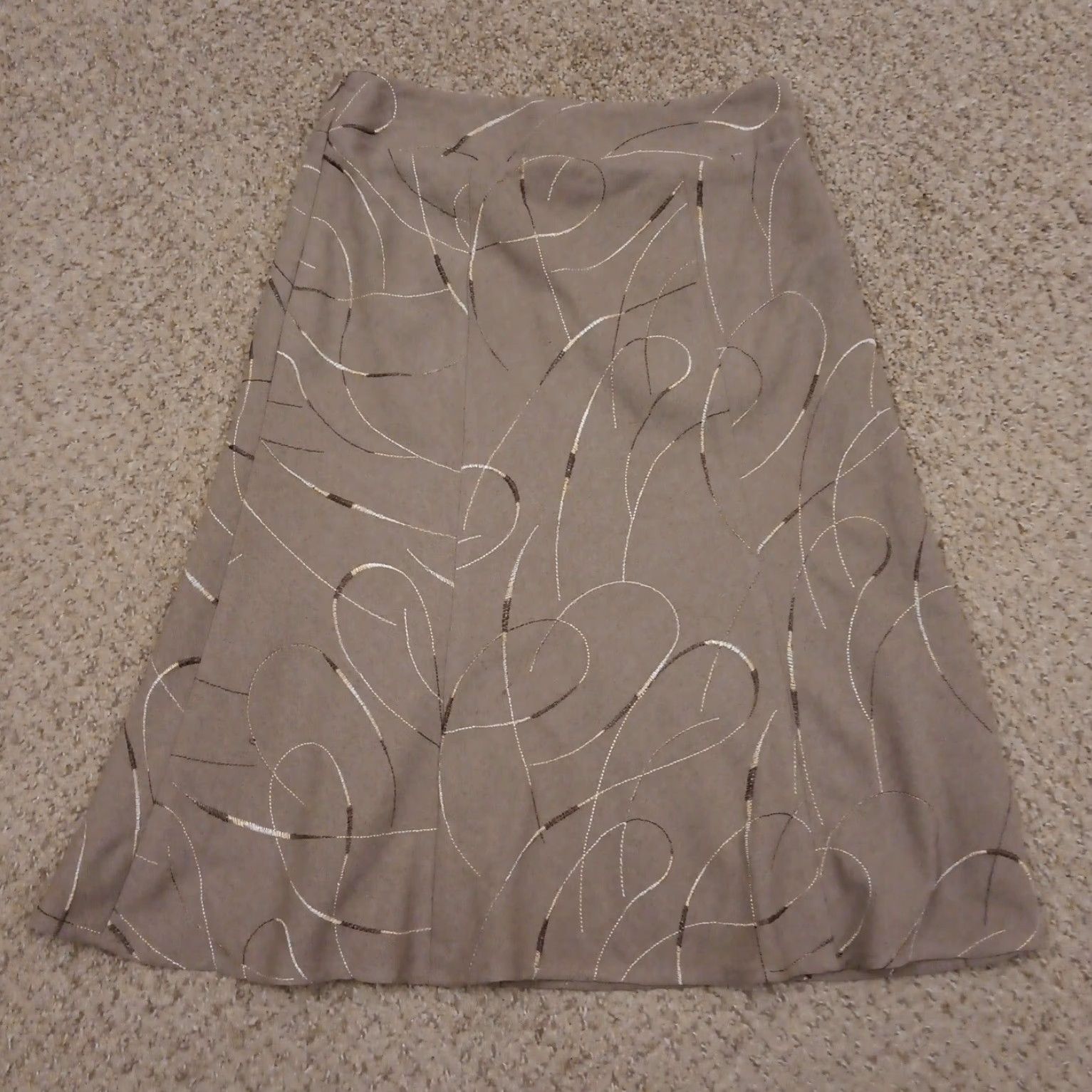 Vintage B.Moss Skirt Midi A-Line Geometric Embroidered Lined Gray Size 2 Zip Women Size 26" / US 2 / IT 38 - 6 Thumbnail