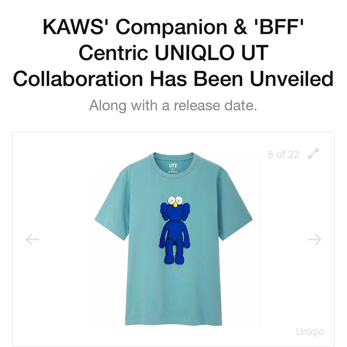 Kaws Uniqlo x kaws t shirt Size US S / EU 44-46 / 1 - 17 Thumbnail