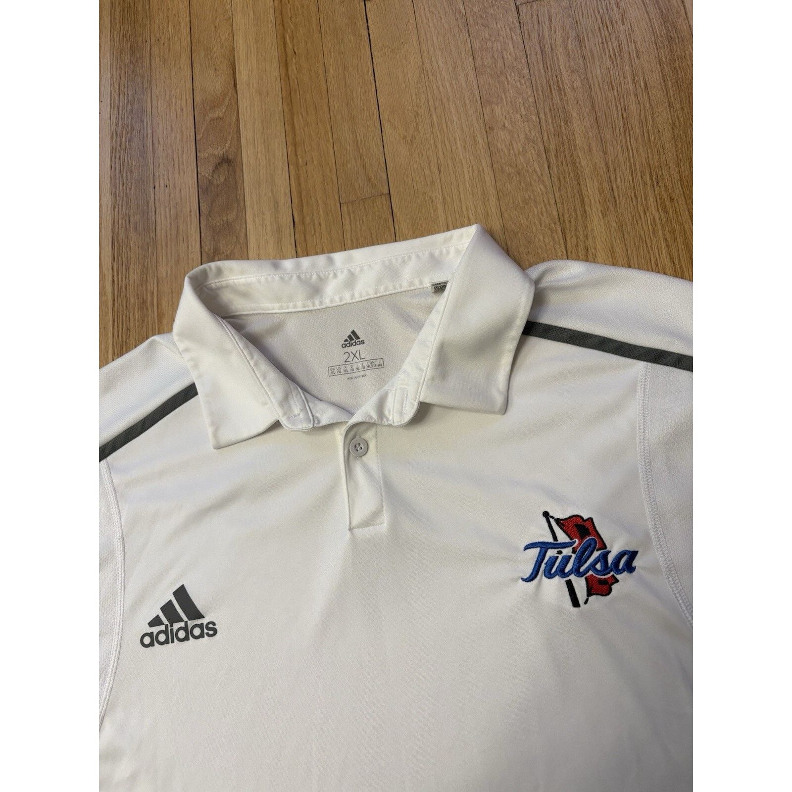 Adidas University of Tulsa Adidas White Polo Shirt Mens 2XL XXL Size US XXL / EU 58 / 5 - 2 Thumbnail