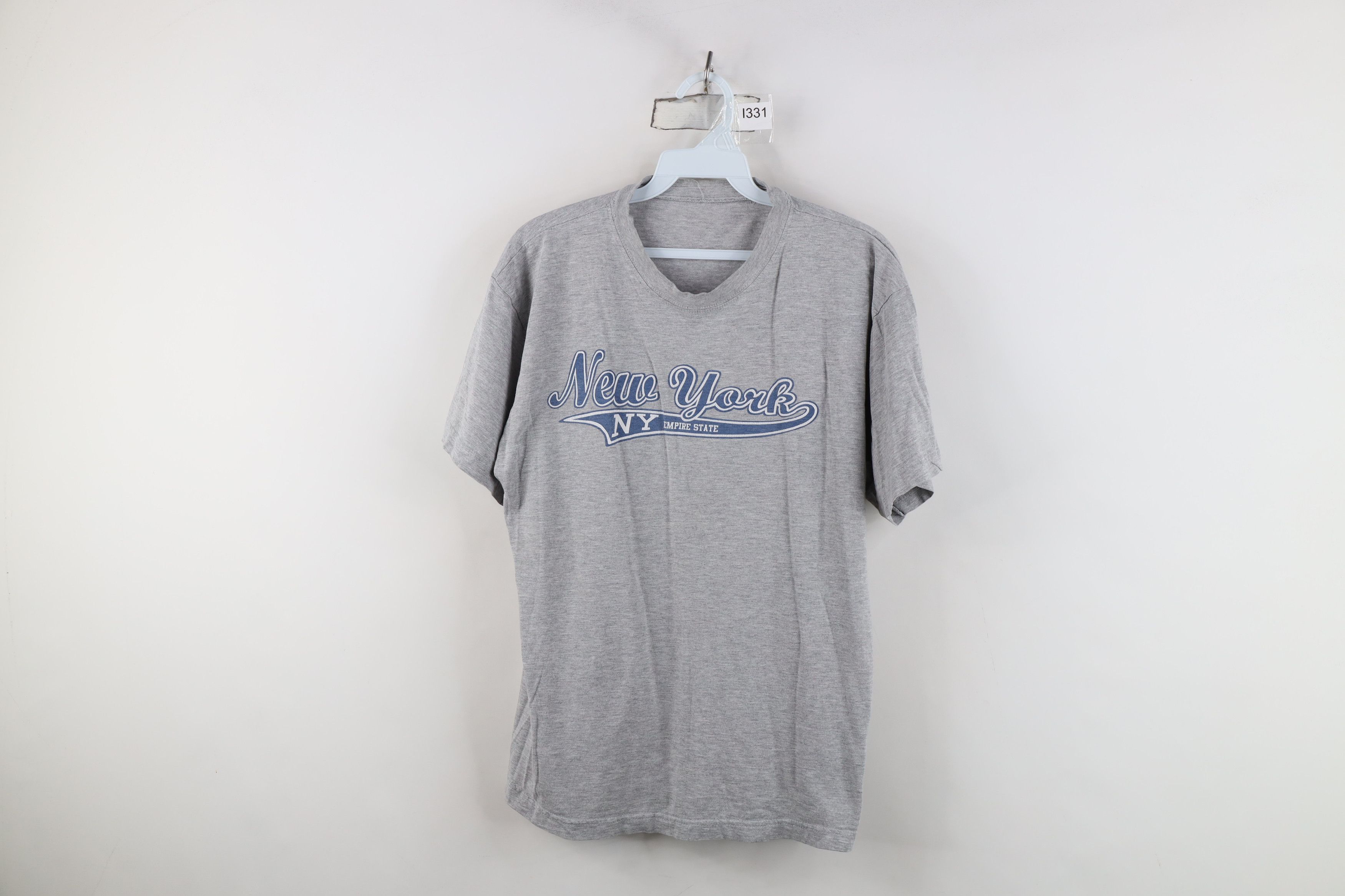 Vintage Vintage 90s Streetwear Spell New York Script T-Shirt Gray Size S / US 4 / IT 40 - 1 Thumbnail