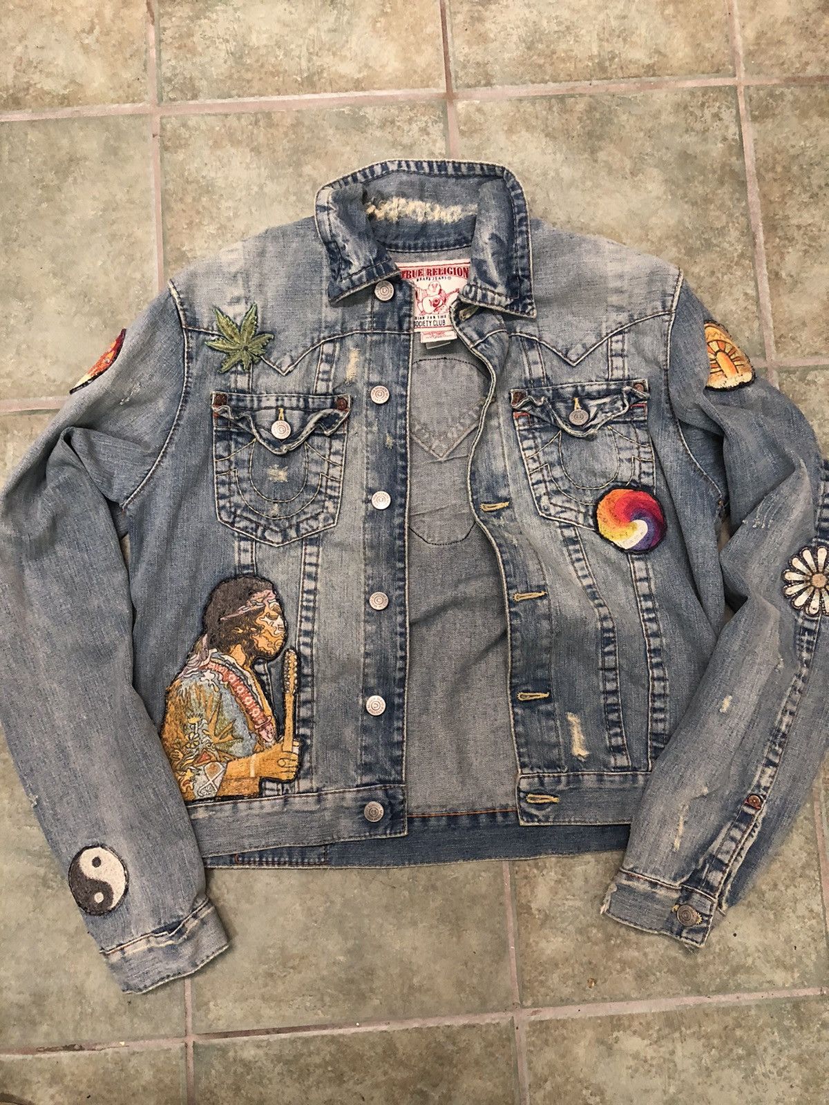 image of True Religion Grateful Dead Denim Jacket in Blue, Men's (Size 2XL)