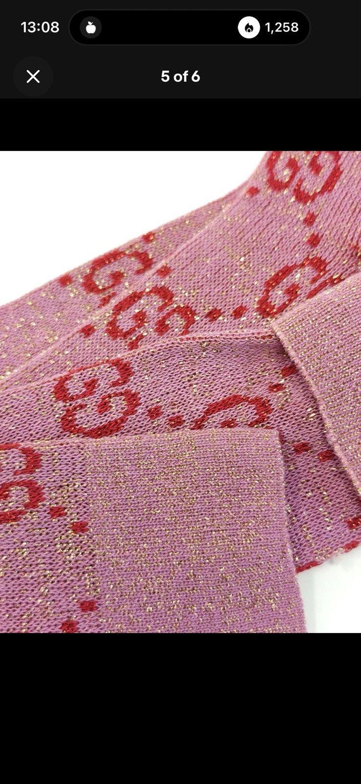 Gucci Gucci Pink GG Monogram Glitter Socks Size ONE SIZE - 3 Thumbnail