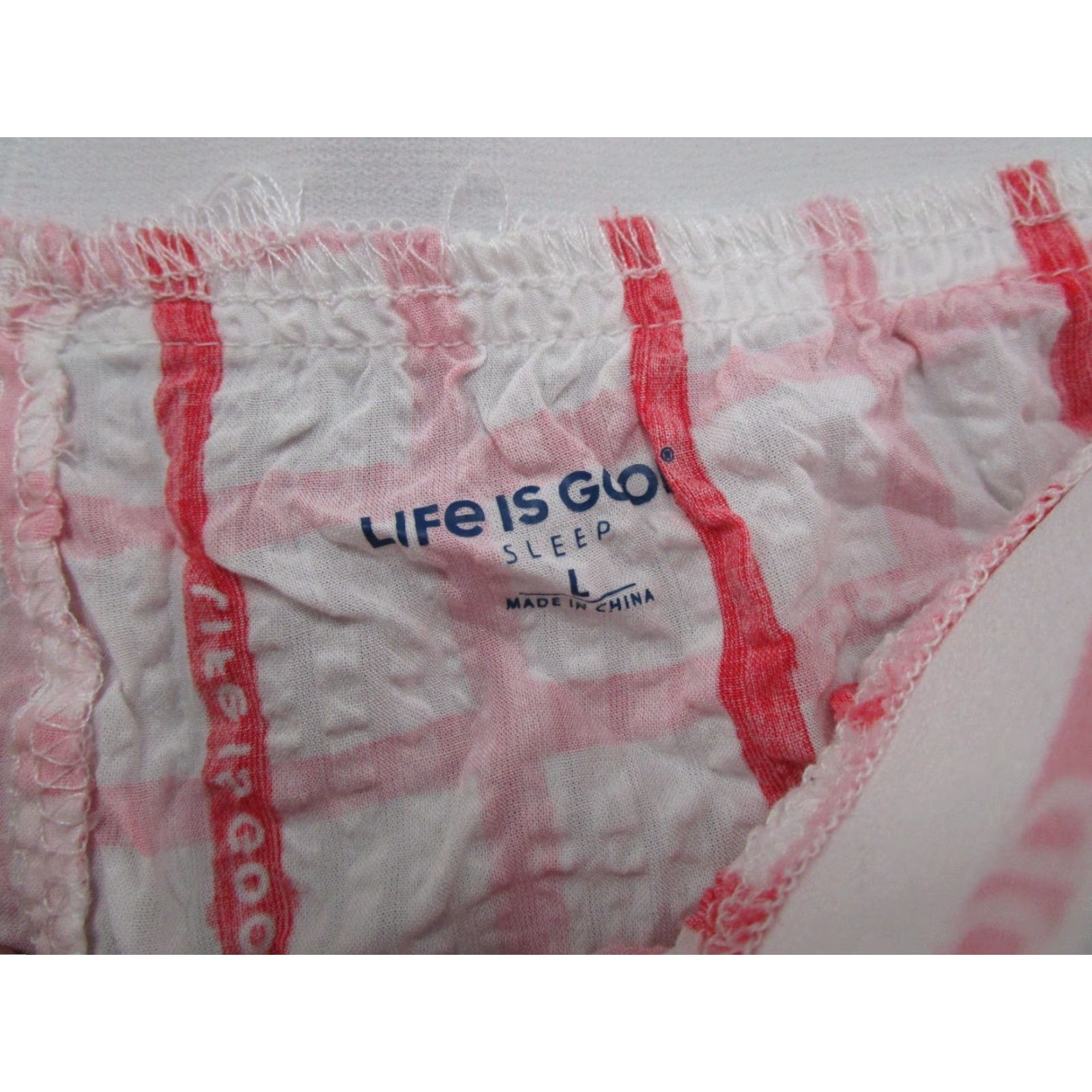 Life is Good Life Is Good Womens Pajama Set Sleep Tee & Shorts Pink Plaid Strawberry Size L Size 36" / US 14 / IT 50 - 2 Thumbnail