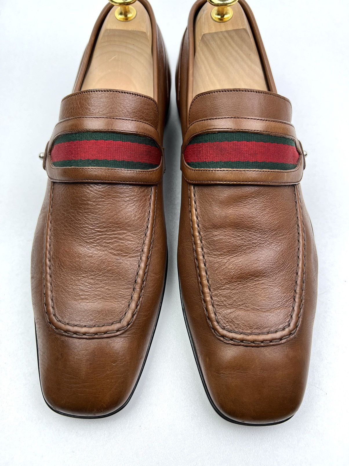Gucci GUCCI Loafers Leather Shoes Slip Ons Web Stripe Brown Men’s Size US 7.5 / EU 40-41 - 6 Thumbnail