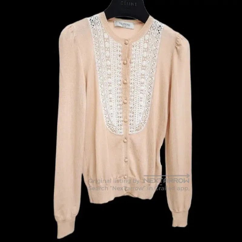 Valentino Valentino Pink Wool Embroidered Cardigan . Size XS / US 0-2 / IT 36-38 - 1 Thumbnail