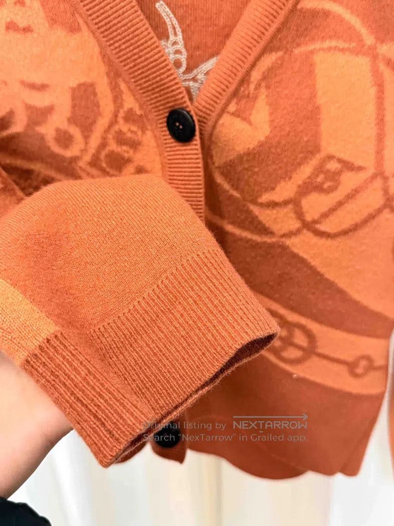 Hermes Hermes Orange Wool Knit Cardigan Size XS / US 0-2 / IT 36-38 - 5 Thumbnail