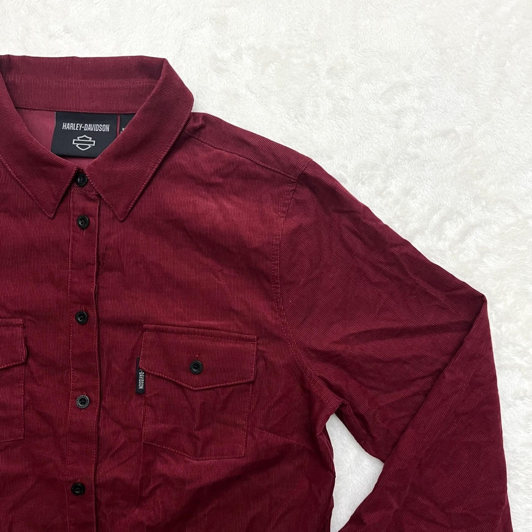 Harley Davidson Harley-Davidson Shirt Womens Small Red Corduroy Button Up Western Embroidered Size S / US 4 / IT 40 - 4 Thumbnail