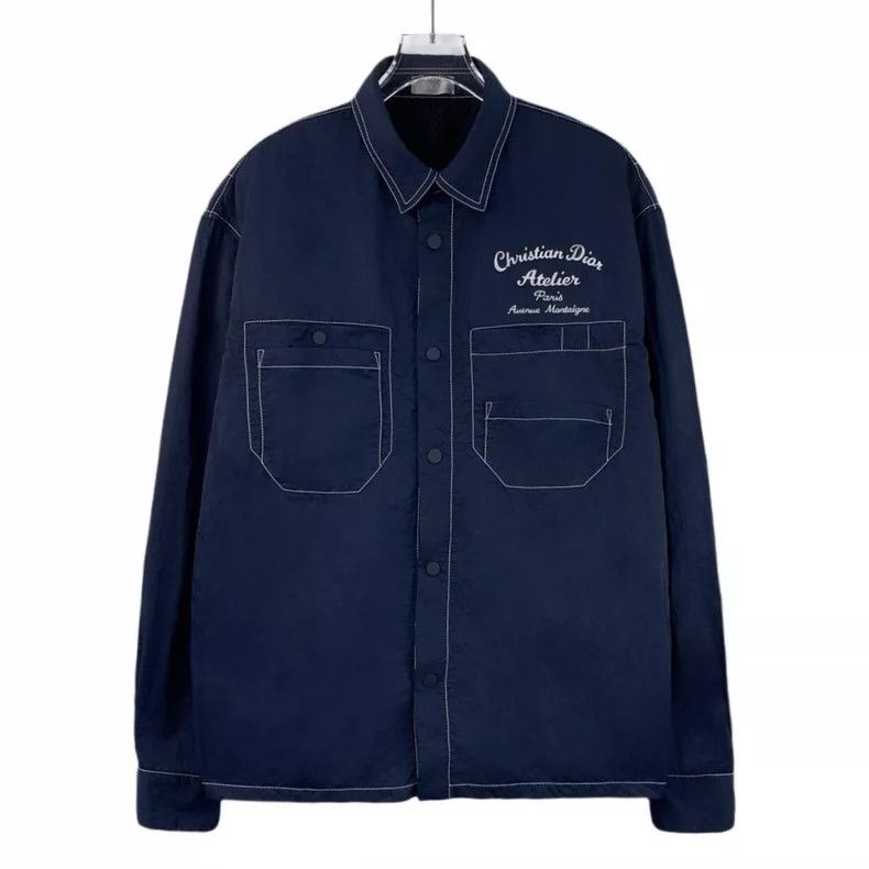 Dior Dark blue letter print lapel single-breasted long-slee
