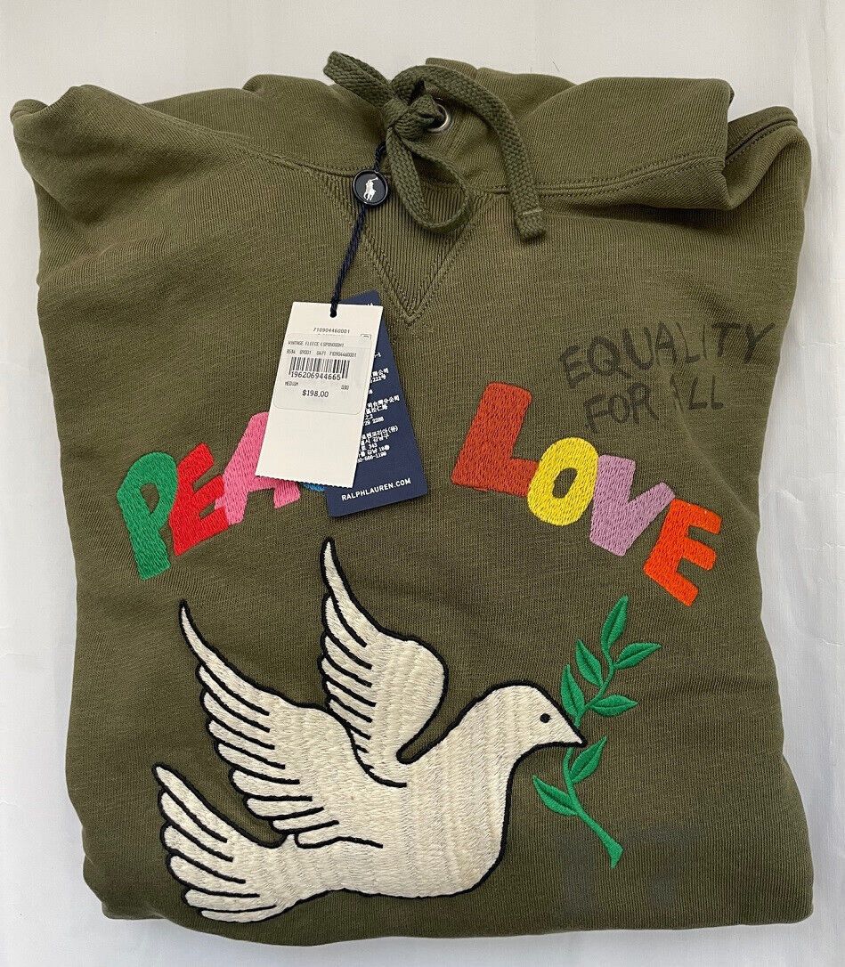 Polo Ralph Lauren POLO RALPH LAUREN EMBROIDERED PEACE LOVE HOODIE Size US XL / EU 56 / 4 - 7 Thumbnail