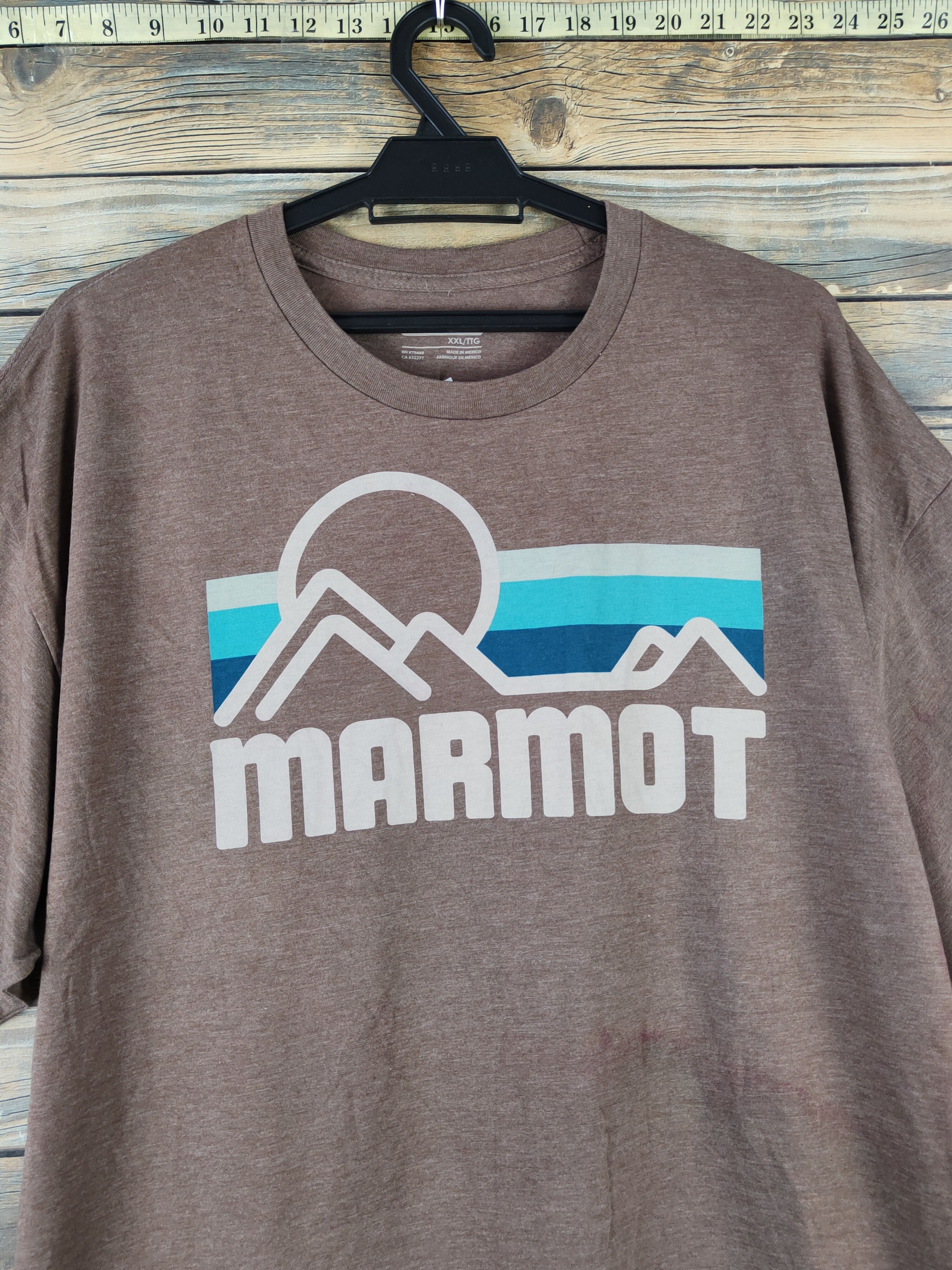 Marmot × Vintage DL Marmot Brown Short Sleeve T-shirt #994 Size US XXL / EU 58 / 5 - 2 Thumbnail