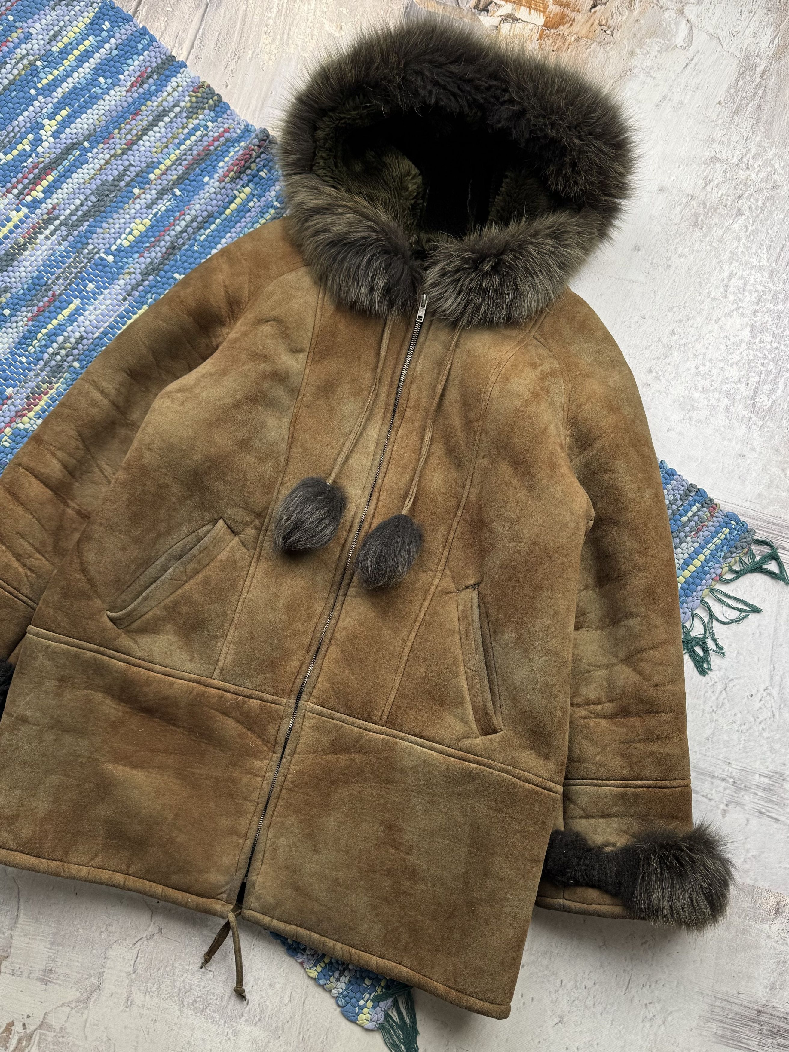 Vintage Vintage Faded Hooded Faux Sheepskin Coat A251(549) Size M / US 6-8 / IT 42-44 - 3 Thumbnail
