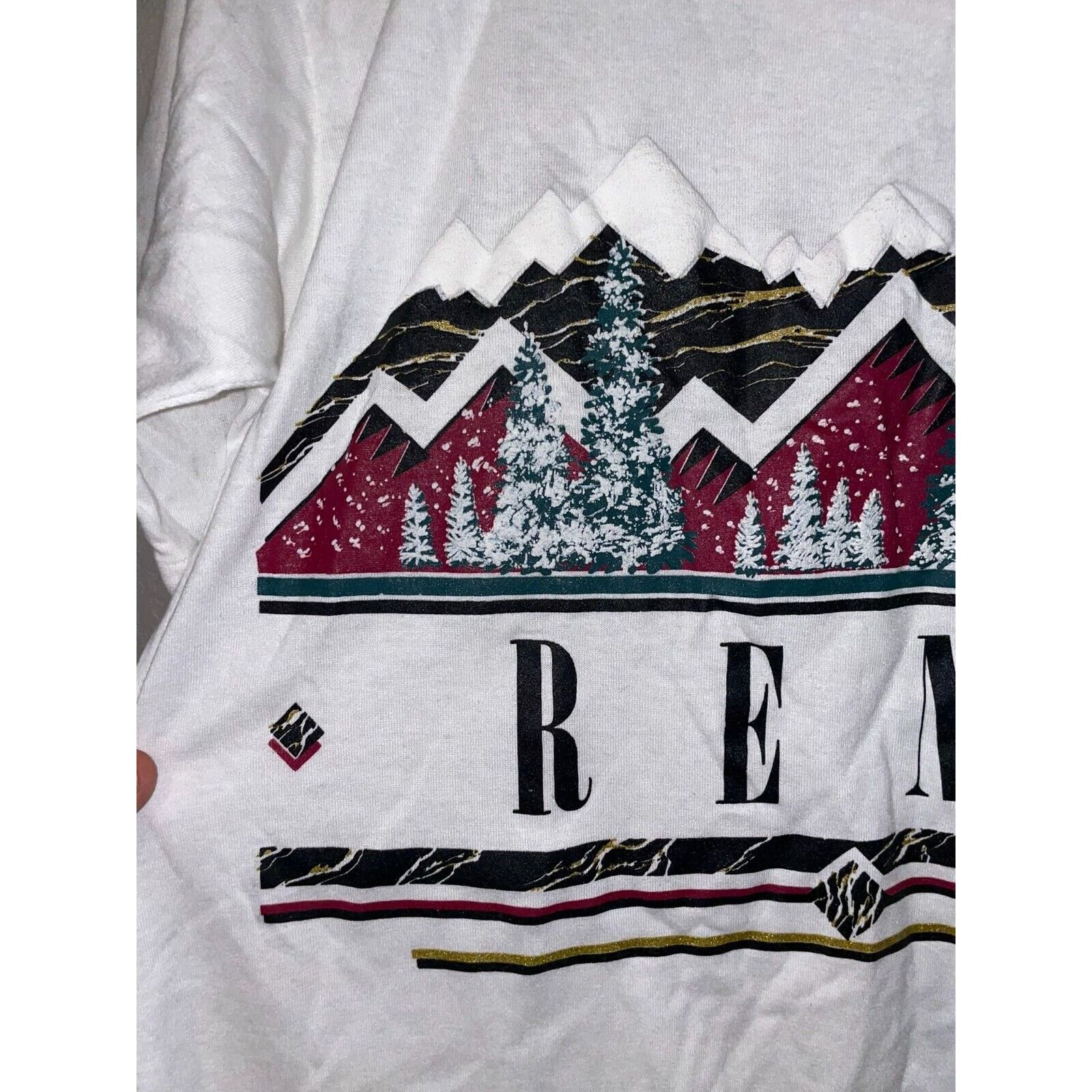 Jerzees Vintage Reno Nevada Shirt Nature Graphic White M Tee 90s Size US M / EU 48-50 / 2 - 2 Thumbnail