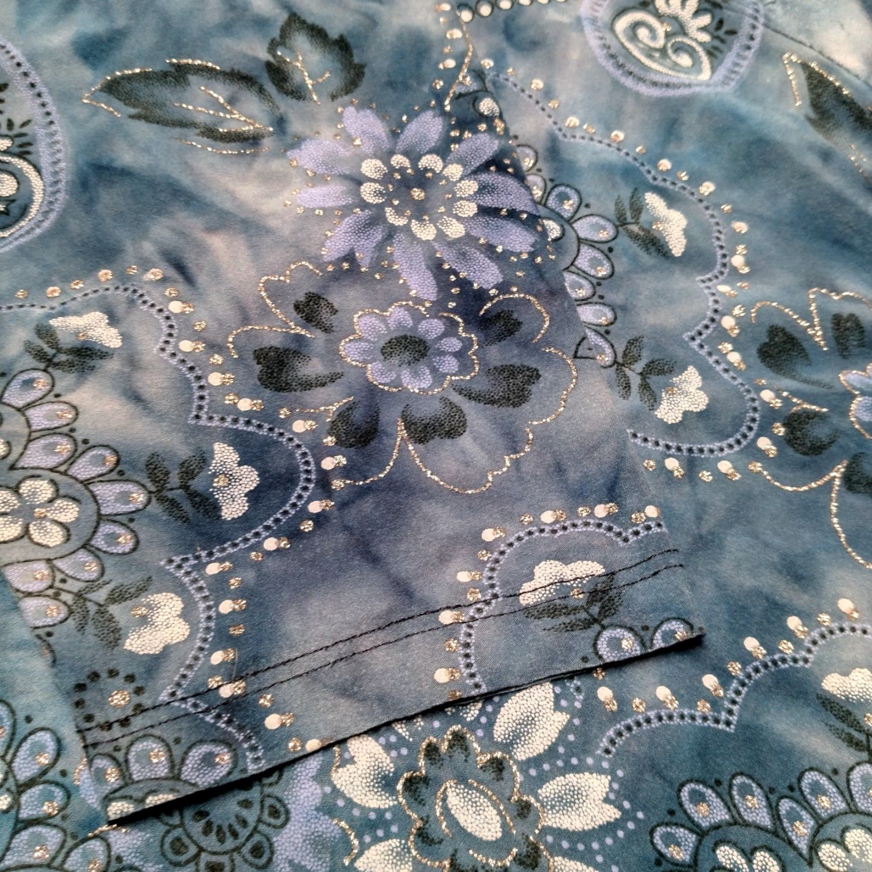 Vintage VINTAGE Susan Lawrence Shirt Blouse L Blue Floral Paisley Metallic 3/4 Sleeve Square Neck Womens Size L / US 10 / IT 46 - 7 Thumbnail