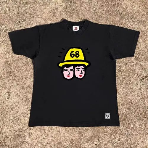 Japanese Brand Mitsui x Rena Black casual retro cartoon hat print t-shirt Size US M / EU 48-50 / 2 - 7 Thumbnail