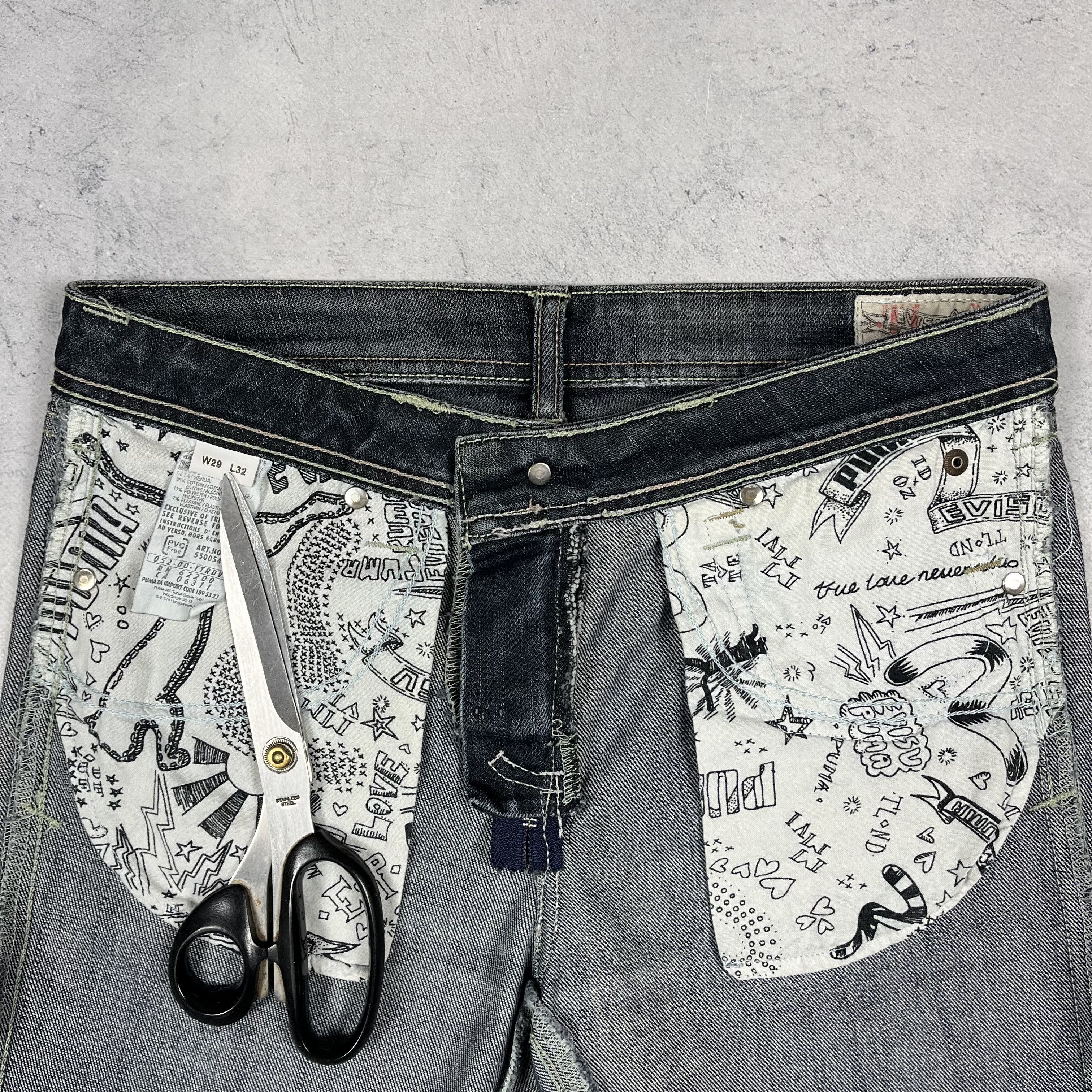 Evisu × Puma Vintage Evisu X Puma Y2K Low Rise Jeans Pants Size 29" - 20 Thumbnail