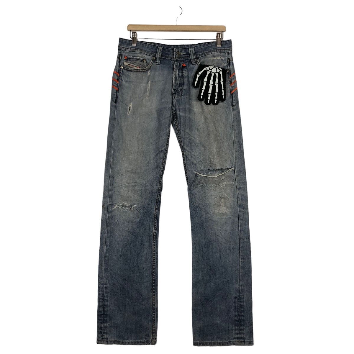 Adidas 🔥RARE DISTRESSED DENIM JEANS DIESEL X ADIDAS STREETWEAR Size US 30 / EU 46 - 2 Thumbnail