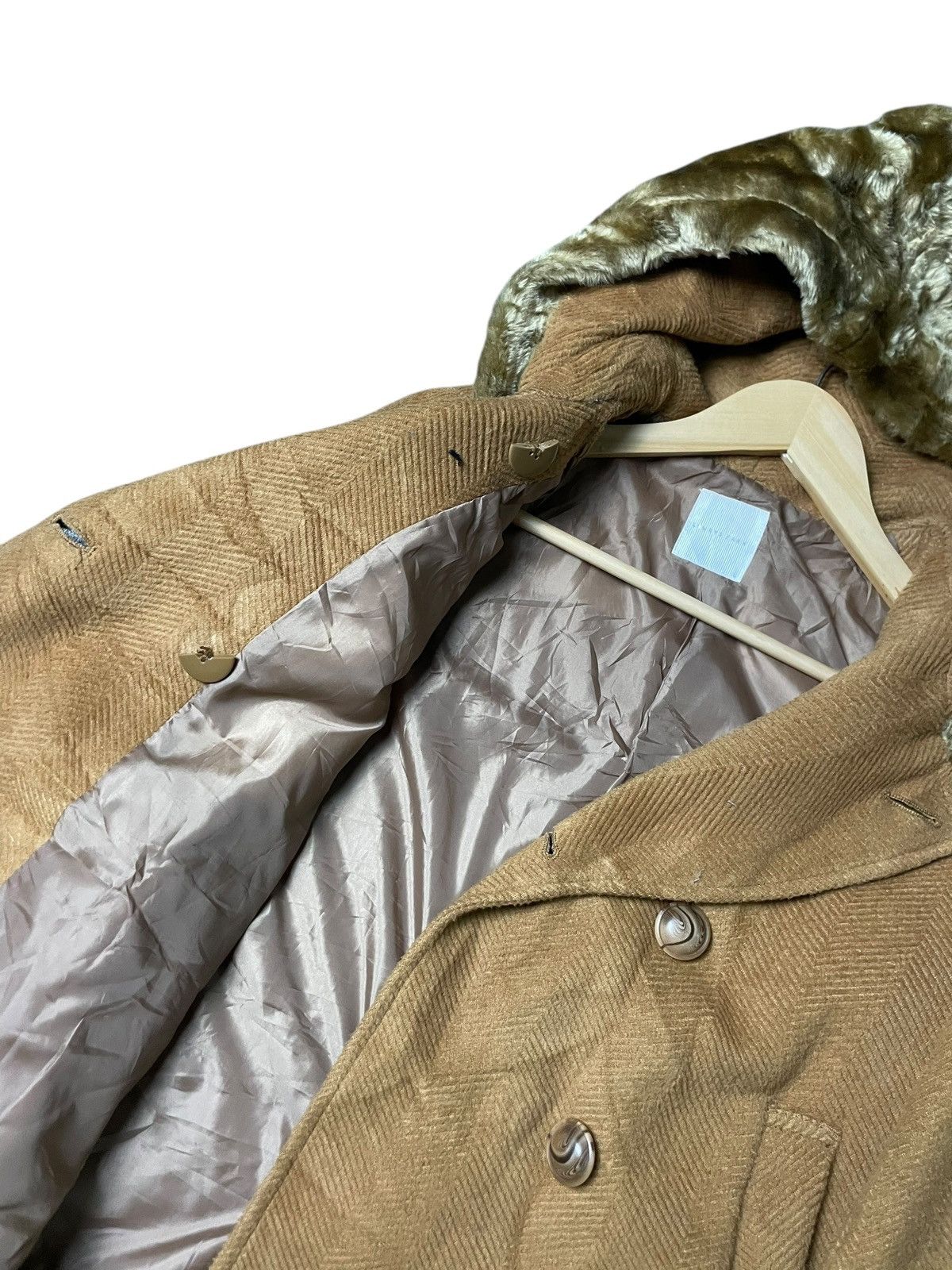 Japanese Brand × LOWRYS FARM × Vintage LOWRYS FARM Double Breasted Fluffy Hooded Coat(90) Size US L / EU 52-54 / 3 - 3 Thumbnail