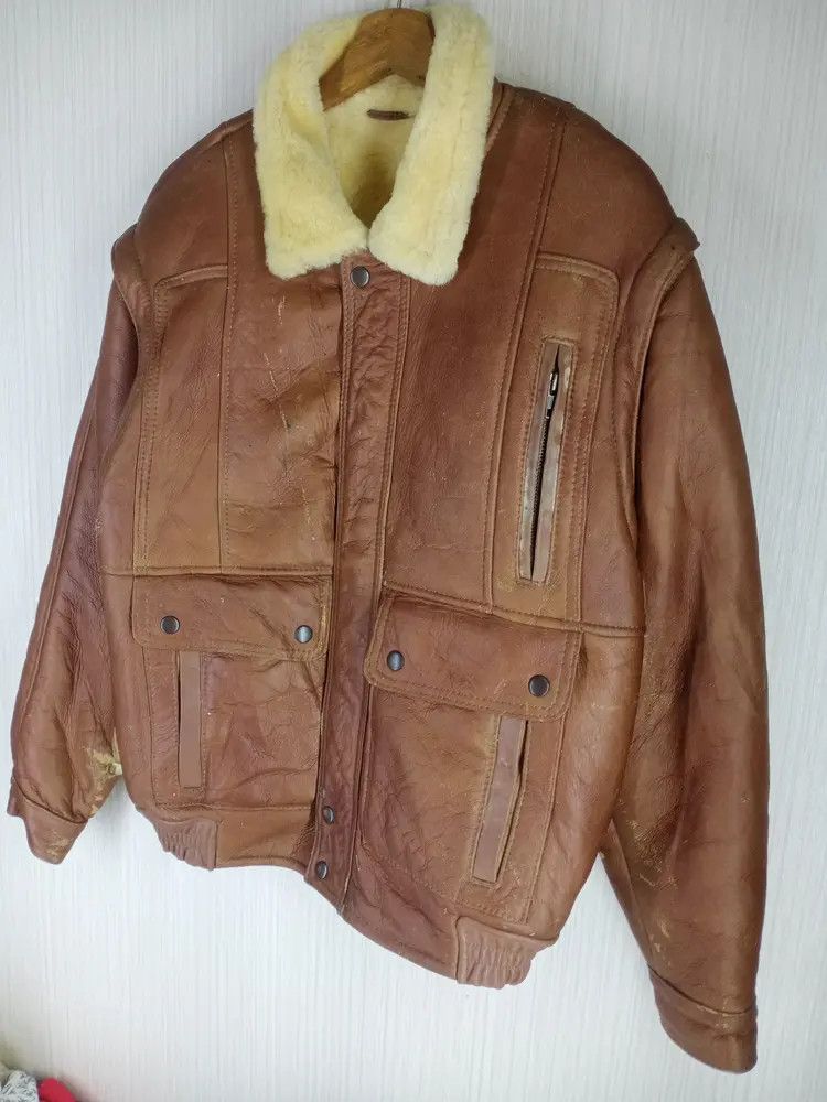Canterbury of New Zealand Vintage B 3 Canterbury Sheepskin Leather Fur Bomber Jacket Size US M / EU 48-50 / 2 - 12 Thumbnail